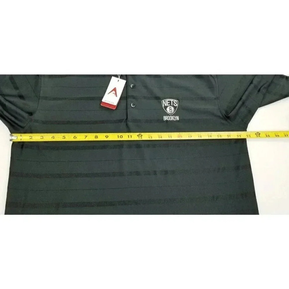 Antigua Size Medium Men's NBA Brooklyn Nets Black Short Sleeve Desert Dry Polo - Picture 3 of 15
